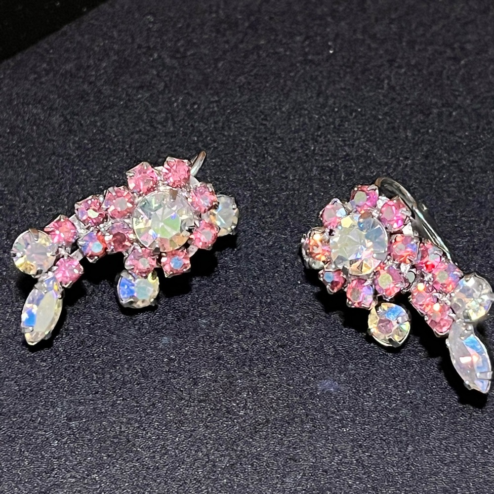 Vintage JAY KEL sterling silver rhinestone earrings